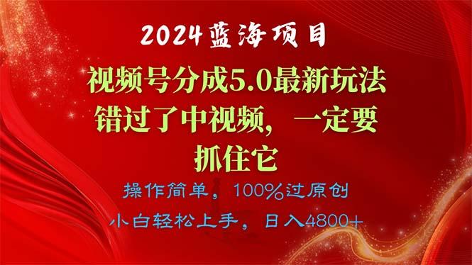 2024蓝海项目，视频号分成计划5.0最新玩法，错过了中视频，一定要抓住…-轻资本网