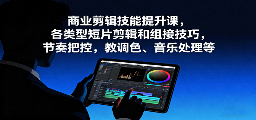 商业剪辑技能提升课，各类型短片剪辑和组接技巧，节奏把控，教调色、音乐处理等-轻资本网