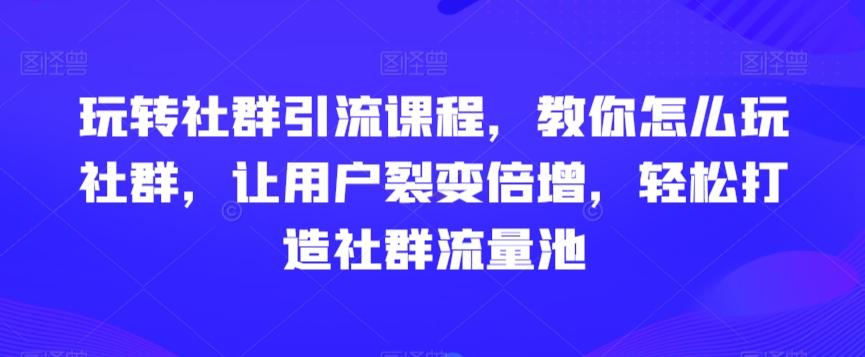玩转社群引流课程，教你怎么玩社群，让用户裂变倍增，轻松打造社群流量池-轻资本网