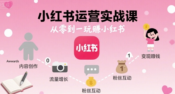 小红书运营实战课，从零到一玩賺小红书-轻资本网
