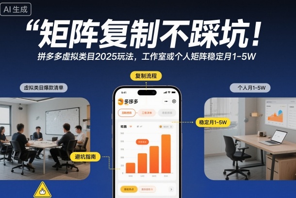 矩阵复制不踩坑！拼多多虚拟类目2025玩法，工作室或者个人矩阵稳定月1-5W【揭秘】-轻资本网