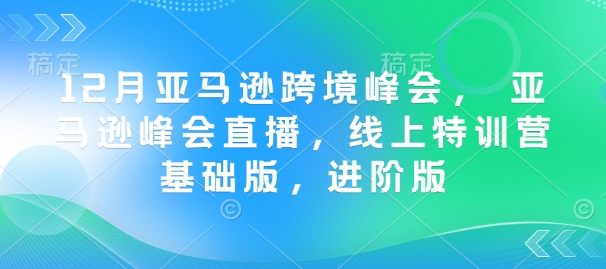 12月亚马逊跨境峰会， 亚马逊峰会直播，线上特训营基础版，进阶版-轻资本网