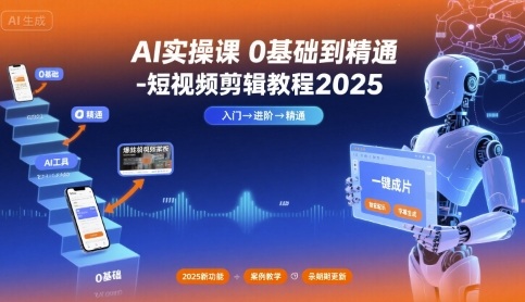 AI实操课0基础到精通-短视频剪辑教程2025-轻资本网