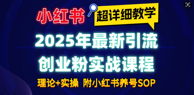2025年最新小红书引流创业粉实战课程【超详细教学】小白轻松上手，月入1W+，附小红书养号SOP-轻资本网