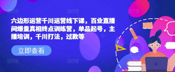 六边形运营千川运营线下课，百业直播间爆量真相终点训练营，单品起号，主播培训，千川打法，过款等-轻资本网