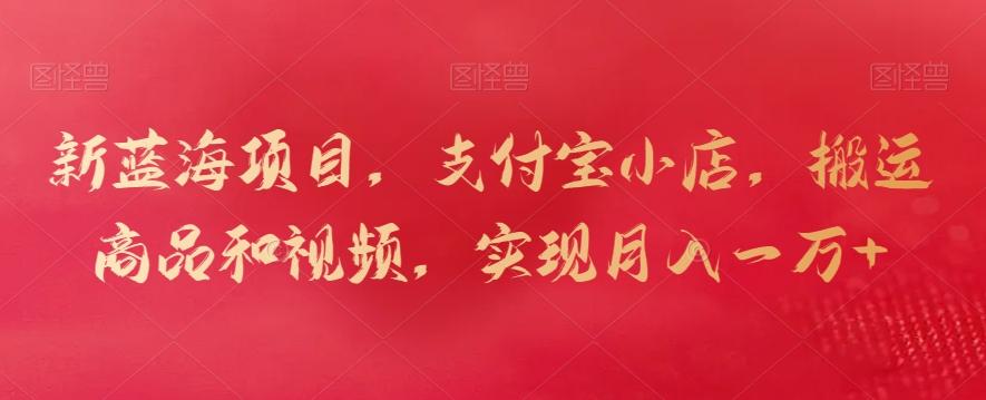 新蓝海项目，支付宝小店，搬运商品和视频，实现月入一万+【揭秘】-轻资本网