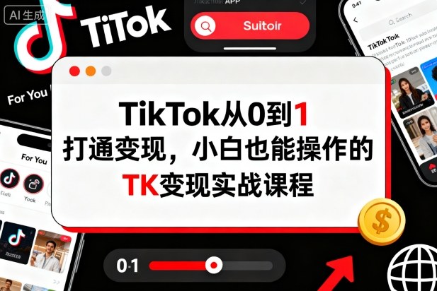 TikTok从0到1打通变现，小白也能操作的TK变现实战课程-轻资本网