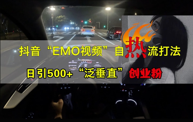 抖音EMO视频自热打法，日引500+“泛垂直”创业粉-轻资本网