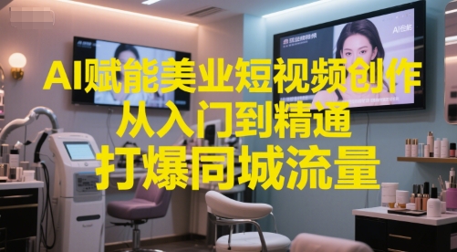 AI赋能美业短视频创作，从入门到精通，打爆同城流量，超级AI工具短视频实操落地-轻资本网