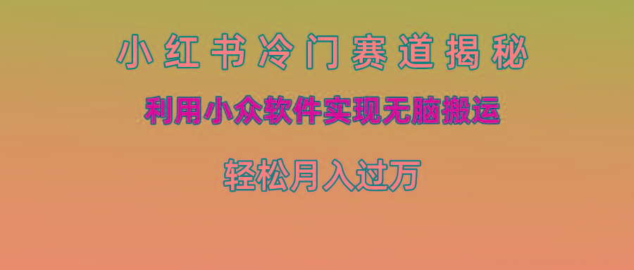 小红书冷门赛道揭秘,利用小众软件实现无脑搬运，轻松月入过万-轻资本网