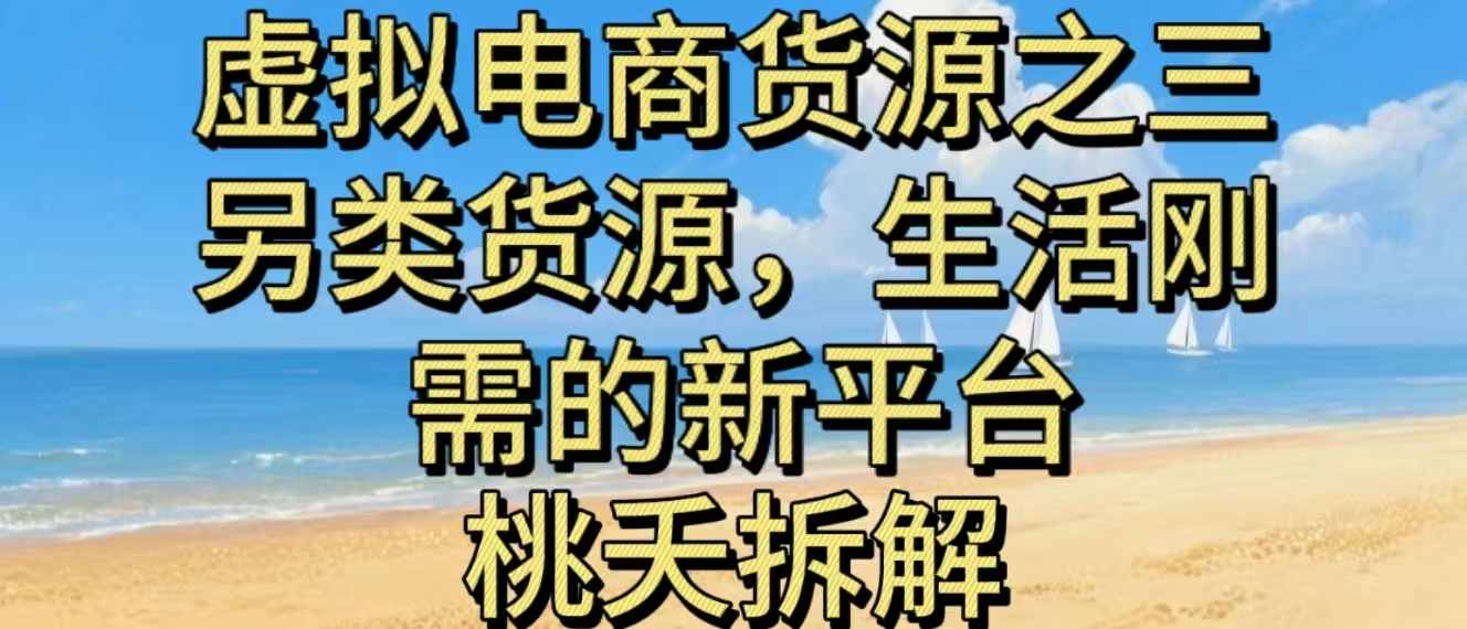 虚拟电商之三另类的货源，生活刚需的新平台-轻资本网