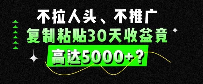 不拉人头、不推广，复制粘贴30天收益竟高达5000+？-轻资本网