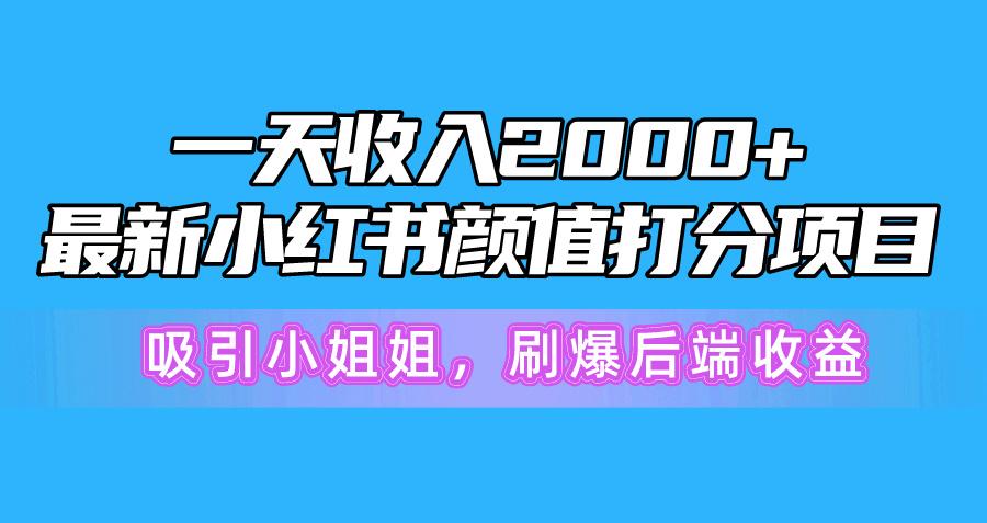 一天收入2000+，最新小红书颜值打分项目，吸引小姐姐，刷爆后端收益-轻资本网