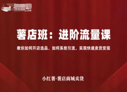 小红薯薯店商城卖货，进阶流量课，教你如何开店选品、如何系统引流，实现快速卖货变现-轻资本网