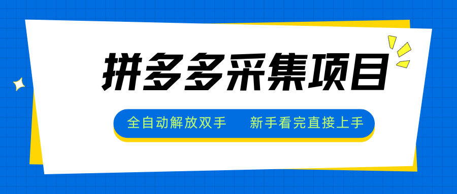 拼多多采集项目，全自动解放双手，单号日入30+-轻资本网