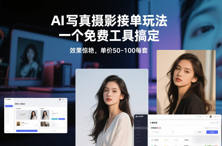 AI写真摄影接单玩法，一个免费工具搞定，效果惊艳，单价50-100每套-轻资本网