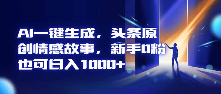 AI一键生成，头条原创情感故事，新手0粉也可日入1000+-轻资本网
