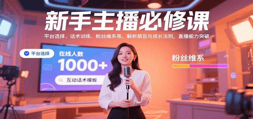 新手主播必修课：平台选择、话术训练、粉丝维系等，解析禁忌与成长法则，突破直播能力-轻资本网