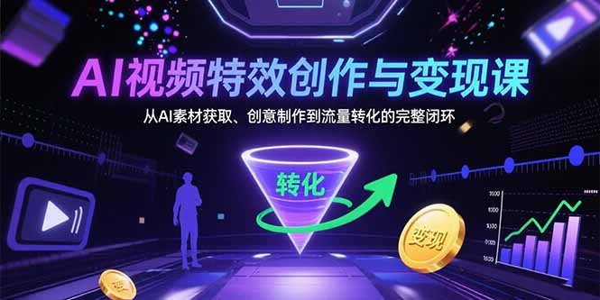 AI视频特效创作与变现课：从AI素材获取、创意制作到流量转化的完整闭环-轻资本网