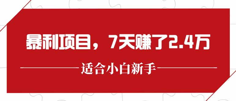 最新暴利项目，每单收益轻松在300以上，7天赚了2.4万-轻资本网