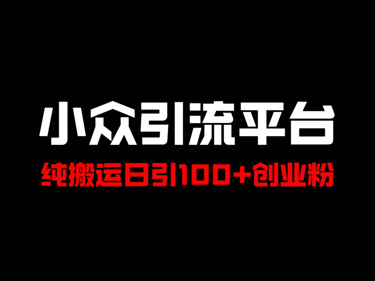 冷门引流平台，纯搬运日引100+高质量年轻创业粉！-轻资本网