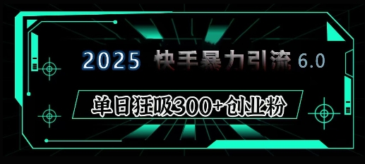 2025年快手6.0保姆级教程震撼来袭，单日狂吸300+精准创业粉-轻资本网