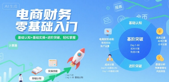 电商财务零基础入门，基础认知+基础实操+进阶突破，轻松掌握-轻资本网