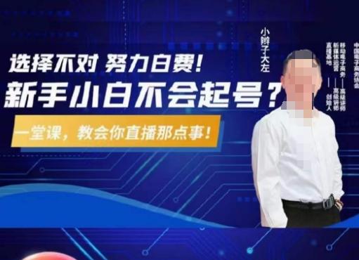 大左教您从0到1做直播带货，选择不对，努力白费，5小时课程搞定那点事，解决你起号问题-轻资本网