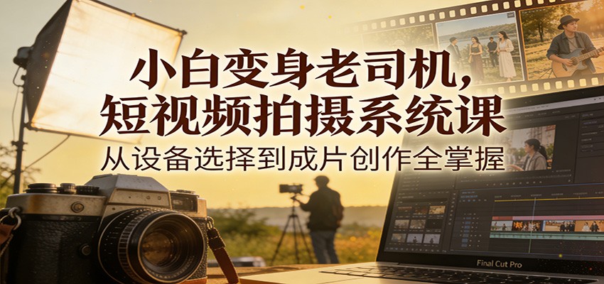 小白变身老司机，短视频拍摄系统课，从设备选择到成片创作全掌握-轻资本网