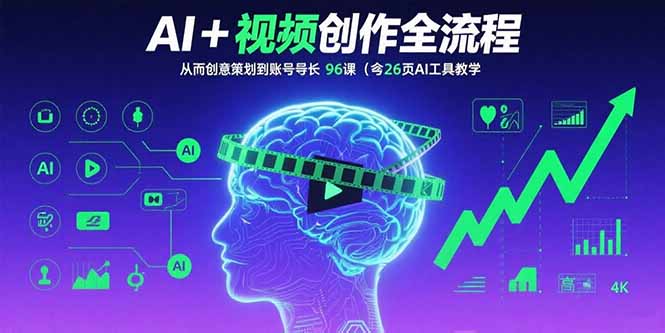 AI+短视频创作全流程：从创意策划到账号增长，96节课(含26项AI工具教学-轻资本网