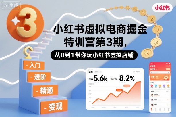 小红书虚拟电商掘金特训营第3期，从0到1带你玩小红书虚拟店铺-轻资本网
