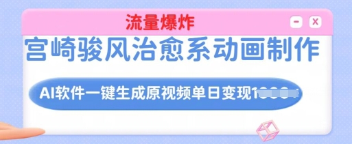 宫崎骏风治愈系动画制作，AI软件一键生成原创视频流量爆炸，单日变现多张，详细实操流程-轻资本网