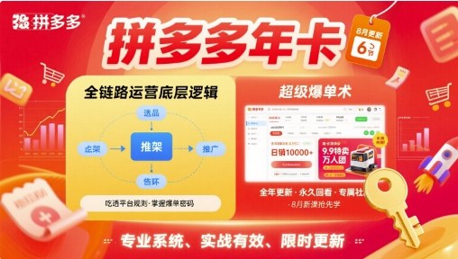 拼多多年卡，拼多多全链路运营底层逻辑，超级爆单术【更新10月】-轻资本网