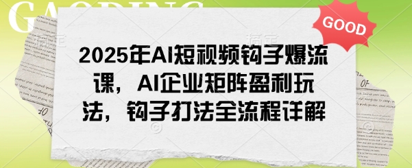 2025年AI短视频钩子爆流课，AI企业矩阵盈利玩法，钩子打法全流程详解-轻资本网