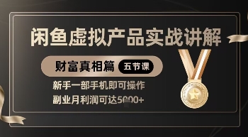 精品！闲鱼虚拟产品实战讲解，新手一部手机即可操作，副业月利润可达5k+-轻资本网