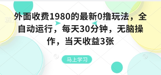 外面收费1980的最新0撸玩法，全自动挂G，每天30分钟，无脑操作，当天收益3张【揭秘】-轻资本网
