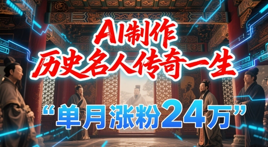 暴力起号！用AI制作历史名人传奇一生，单月涨粉24W，涨粉+变现赛道黑马来了-轻资本网