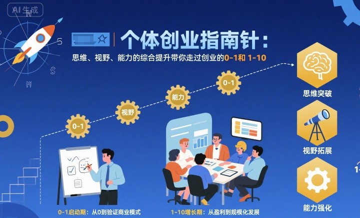 个体创业指南针，思维、视野、能力的综合提升带你走过创业的0-1和1-10【音频】-轻资本网