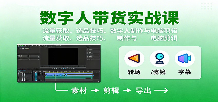 数字人变现实战课：流量获取、选品技巧、数字人制作与电脑剪辑-轻资本网