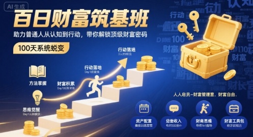 百日财富筑基班，助力普通人从认知到行动，带你解锁顶级财富密码-轻资本网