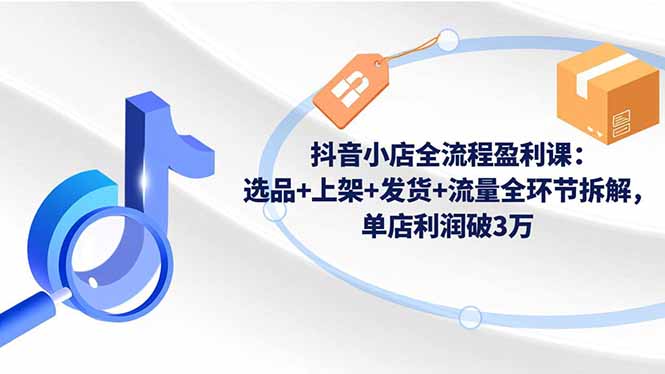 抖音小店全流程盈利课：选品+上架+发货+流量全环节拆解，单店利润破3万-轻资本网
