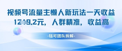 视频号流量主懒人新玩法，一天收益1k，人群精准收益高-轻资本网