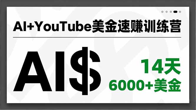AI+YouTube美金速赚训练营，AI量产、爆款公式、急速变现、独家视野，14天创收6000+美金-轻资本网