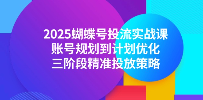 2025蝴蝶号投流实战课，账号规划到计划优化，三阶段精准投放策略-轻资本网