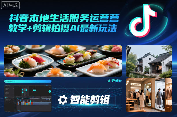 抖音本地生活服务运营教学+剪辑拍摄AI最新玩法-轻资本网