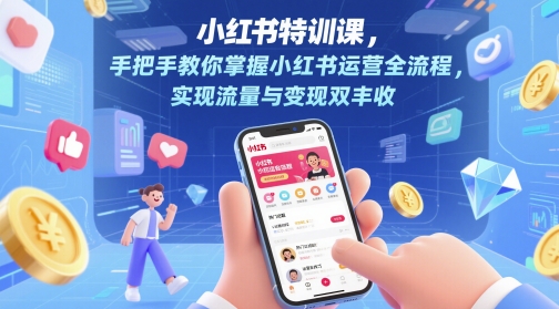 小红书特训课，手把手教你掌握小红书运营全流程，实现流量与变现双丰收-轻资本网