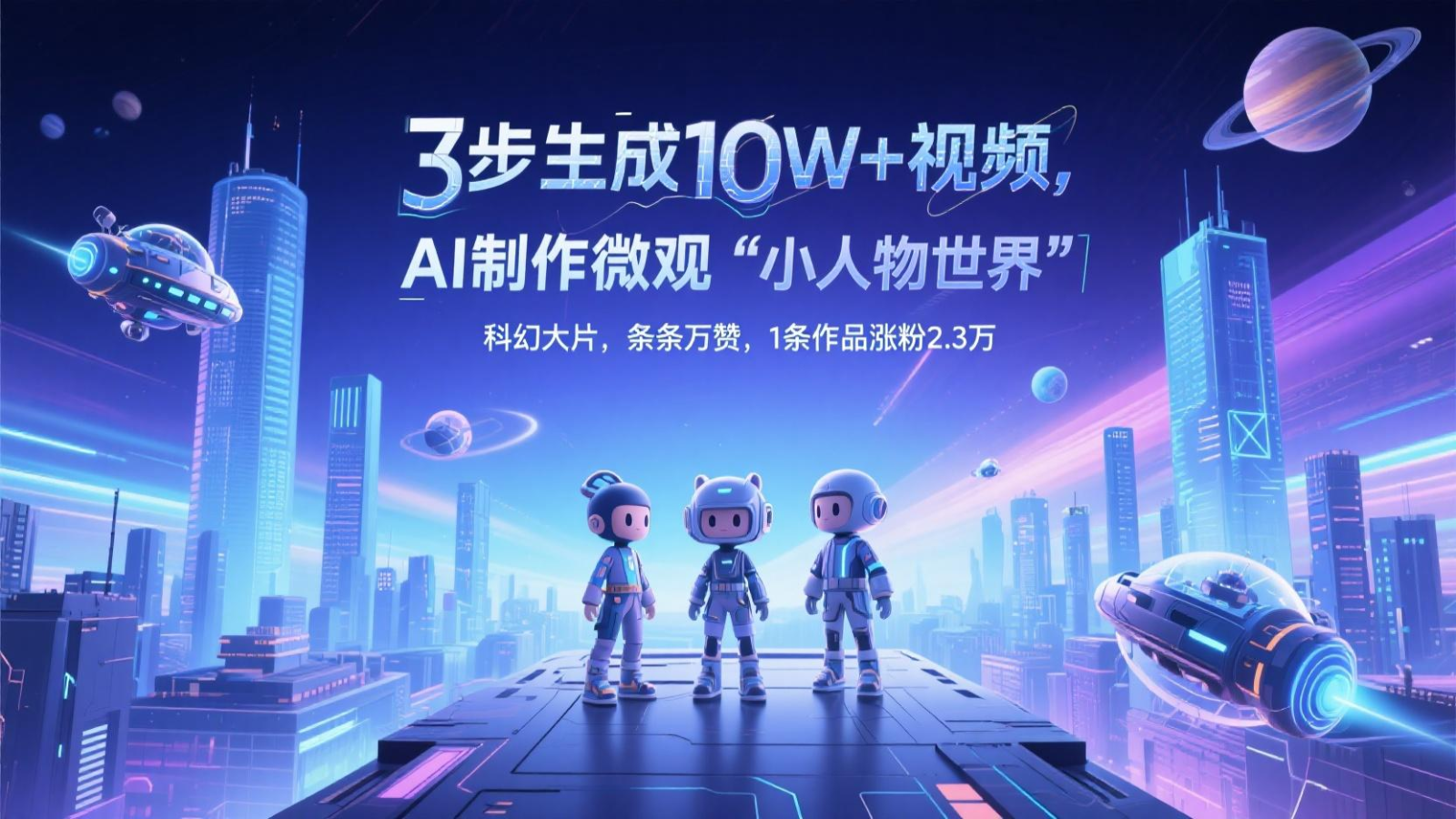 三步生成10W+视频，AI制作微观“小人物世界”科幻大片，条条万赞，1条作品涨粉2.3万-轻资本网