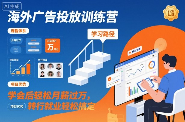 海外广告投放训练营，学会后轻松月薪过万，转行就业轻松搞定-轻资本网