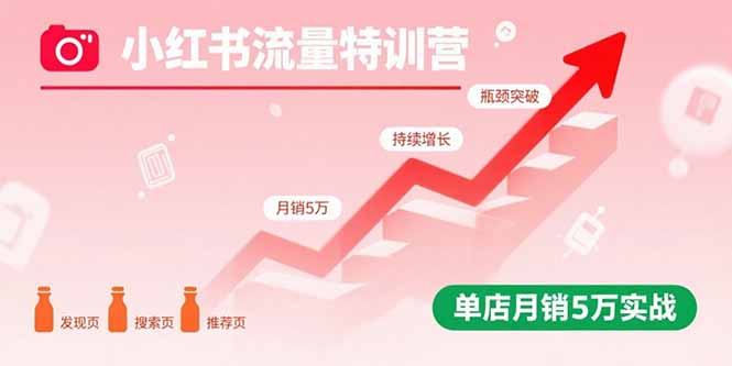 小红书流量特训营：突破流量瓶颈，实现店铺持续增长，单店月销5万实战-轻资本网