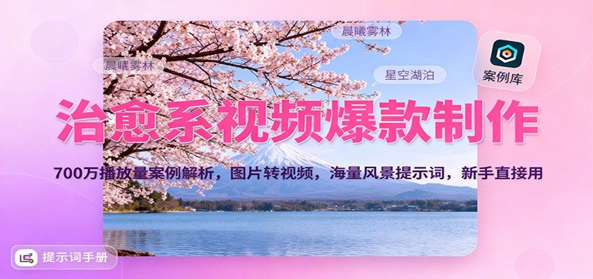 治愈系视频爆款制作，700万播放量案例解析，图片转视频，海量风景提示词，新手直接用-轻资本网